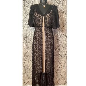 Sheer Black Floral Duster